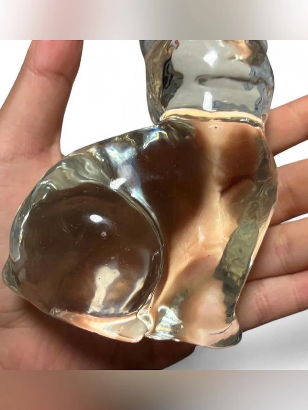 Clear Glass Cat Accent Sculpture - Decorative Home Vase Alternative